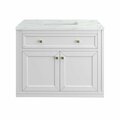 James Martin Vanities Chicago 36in Single Vanity, Glossy White w/ 3 CM Ethereal Noctis Top 305-V36-GW-3ENC